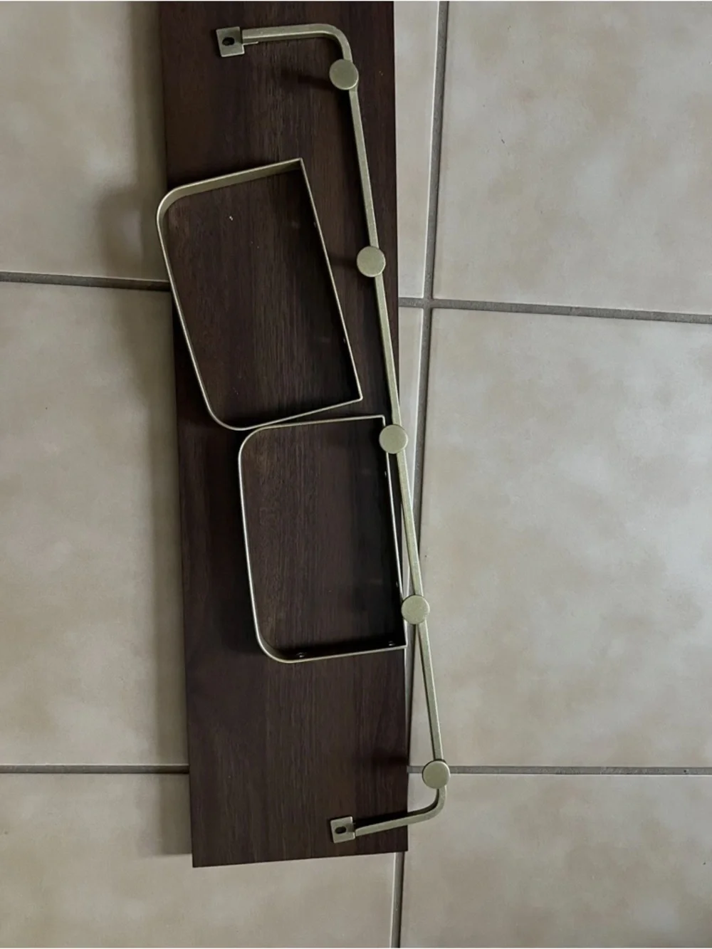 Modern Double-Basket Wall Organizer in Brushed Gold